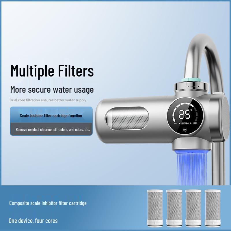 Smart Digital Faucet Water Purifier & Scale Inhibitor - Tap Filter for Kitchen & Bathroom, Detachable & Washable.