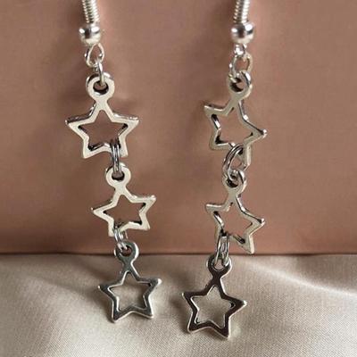 Fashion Silver Color Star Pendant Drop Earrings Goddess Stars Witchcraft Gifts Women Simple Stars Charm Jewelry