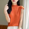 Women T-shirt Tank Summer Knitted T-shirt Short Sleeve Tees Basic Tees Knit Top Pullover Turtleneck Female