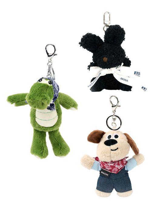 

macni [SET] MINI RABBIT & BANDANA CROC & HOWDIE DOG KEYRING SET FREE