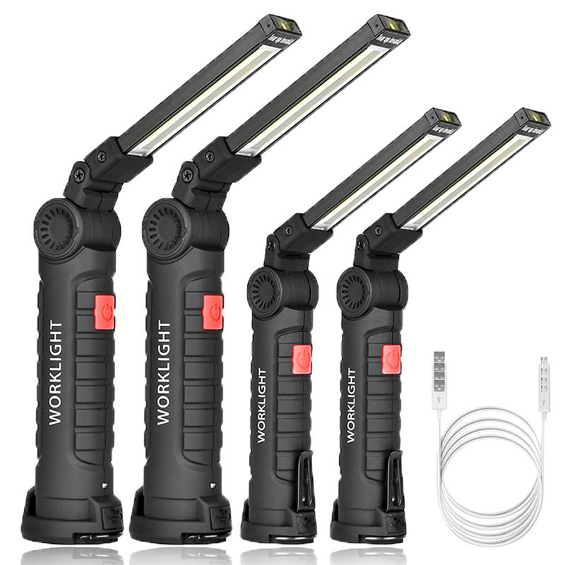 1/2/4 Stück Magnetische COB LED Taschenlampe Tragbares USB Wiederaufladbares Arbeitslicht Hängelampe mit Eingebauter Batterie Camping-Fackel