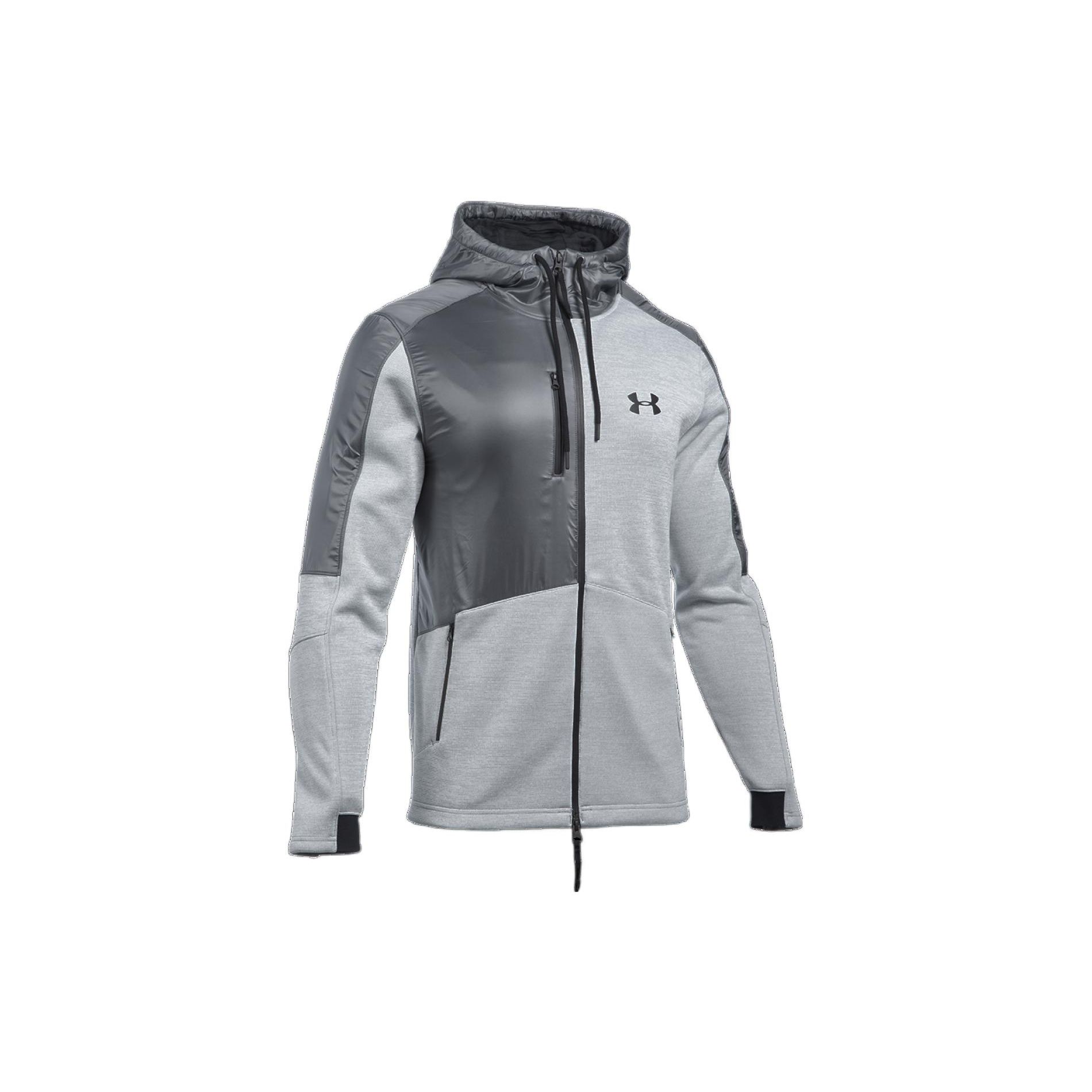Under Armour Pursuit Swacket Solid Color Logo Zip-Up Hooded Jacket Men jackets Gray 1289472-025 XXL