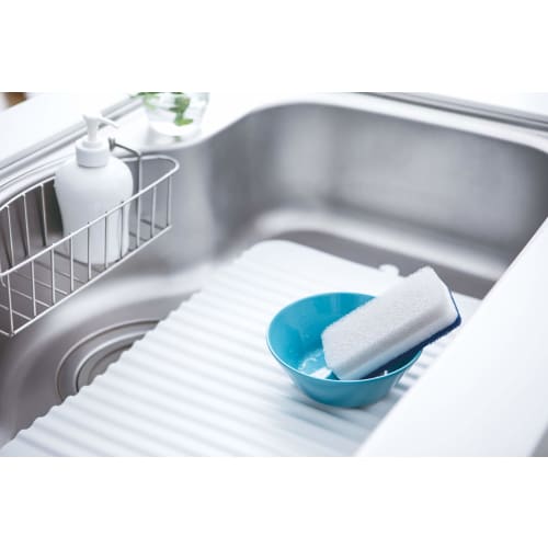 Richell Sink Mat, White, Medium, Shelly, Stand-Up Drying Silicone Sink Mat, Medium, Heat Resistant