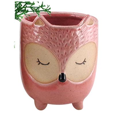 [A2497] – Rosa „Chouette“-Keramiktopfabdeckung – 13 x 10 cm