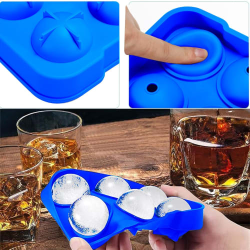 GESPERT Ice Cube Tray, Round Ice Maker, 4.5cm Diameter, Melt-Resistant Silicone, Clear Ice, Space-Saving, 6 Holes, Blue