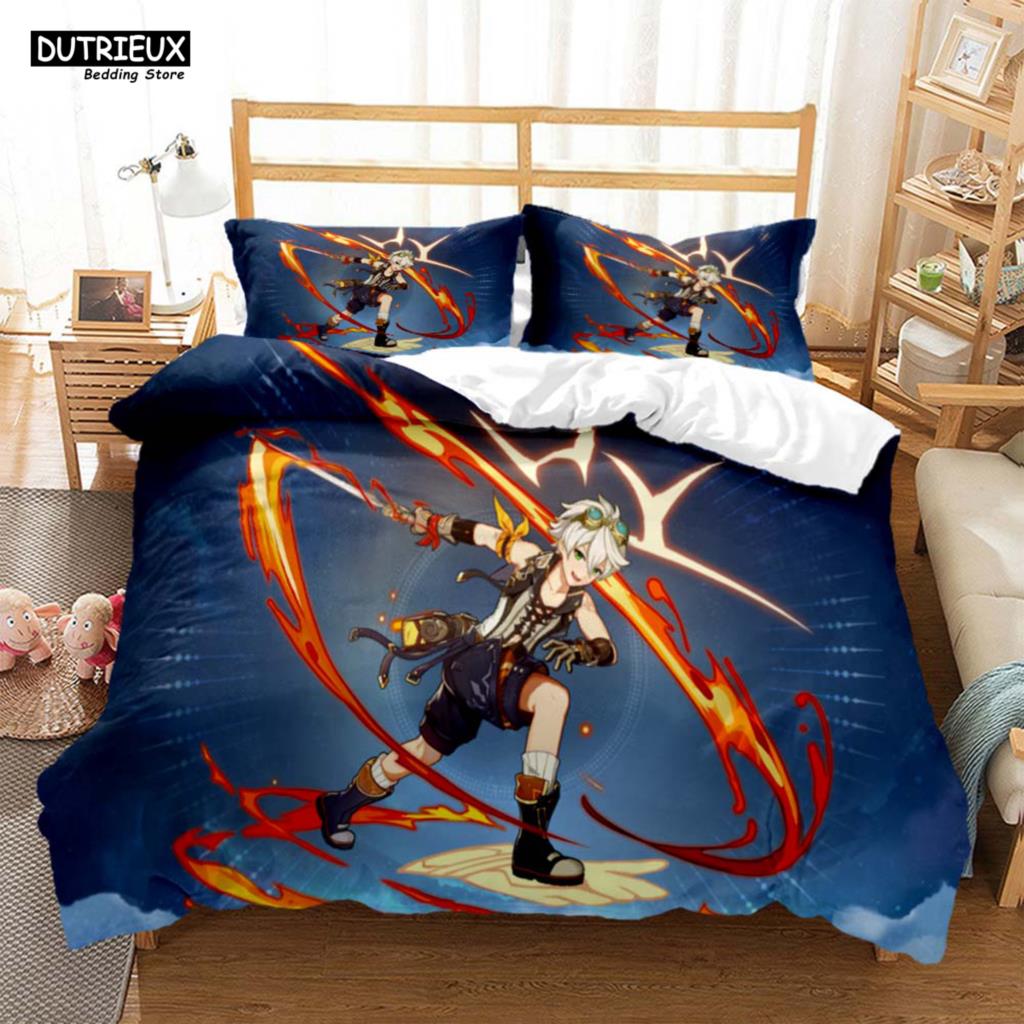 Genshin Impact Animation Cartoon Soft And Comfortable Customizable Comforter Bedding Sets Bedding Set Luxury Quilt Cover