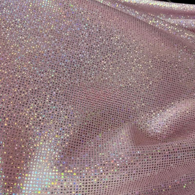 100x150cm Shiny Laser Dot Flocked Elastic Fabric High Stretch Knitting for Costume Stage Decor Sofa Backpack Diy Crafts