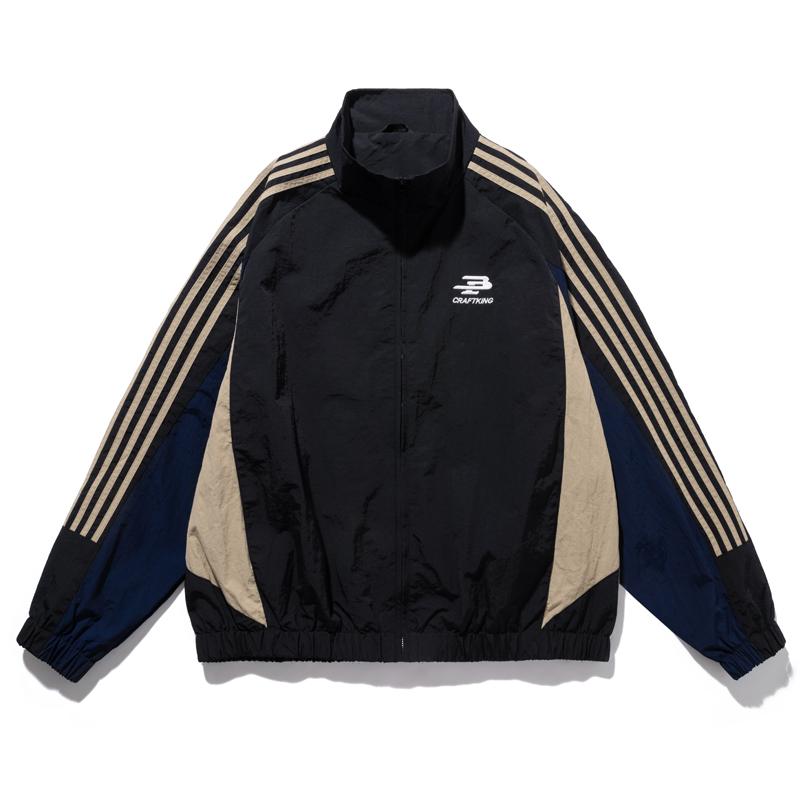 Men Color Block Stand Collar Jacket