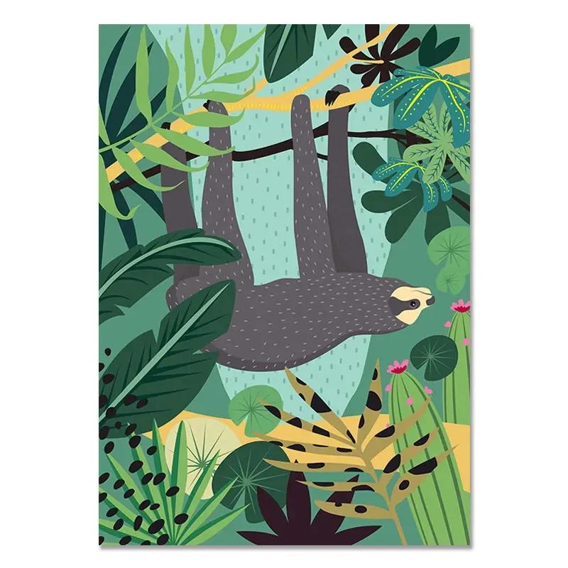 Animals Canvas Painting Koala Jungle Posters and Prints Nordic Monstera Leaf Wall Art Pictures for Living Room Home Decoratio