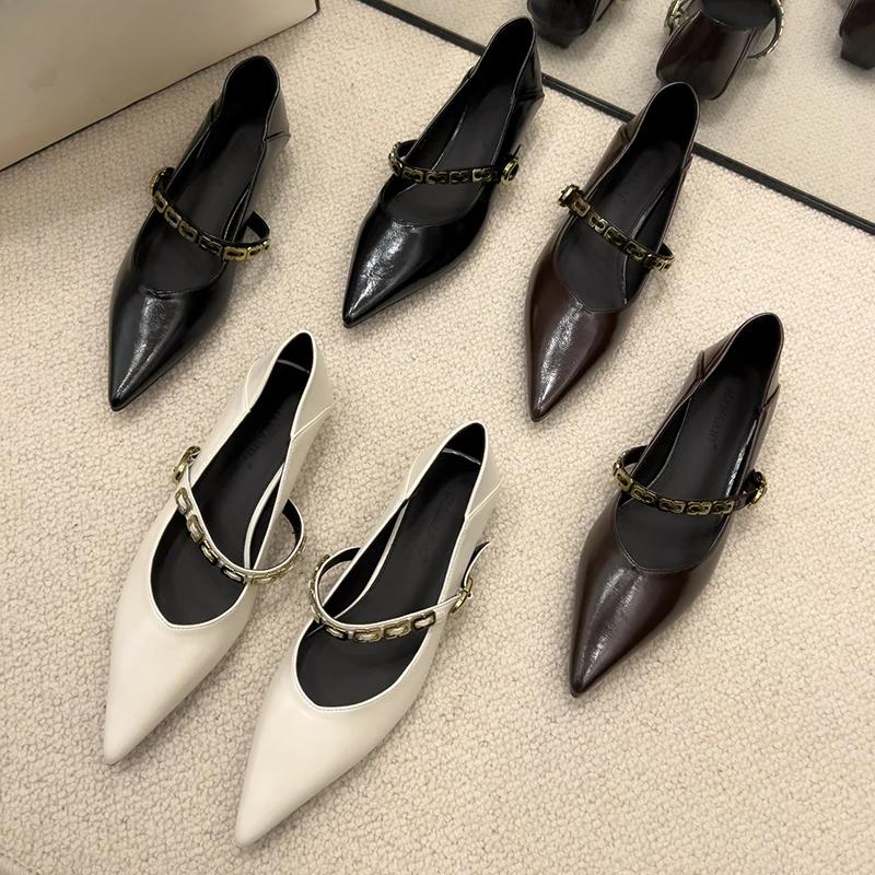 Designer Vintage Women Mary Jane Shoes Pointed Toe Shoes Laides Comfort Dress Street Style Low Heel Shoes