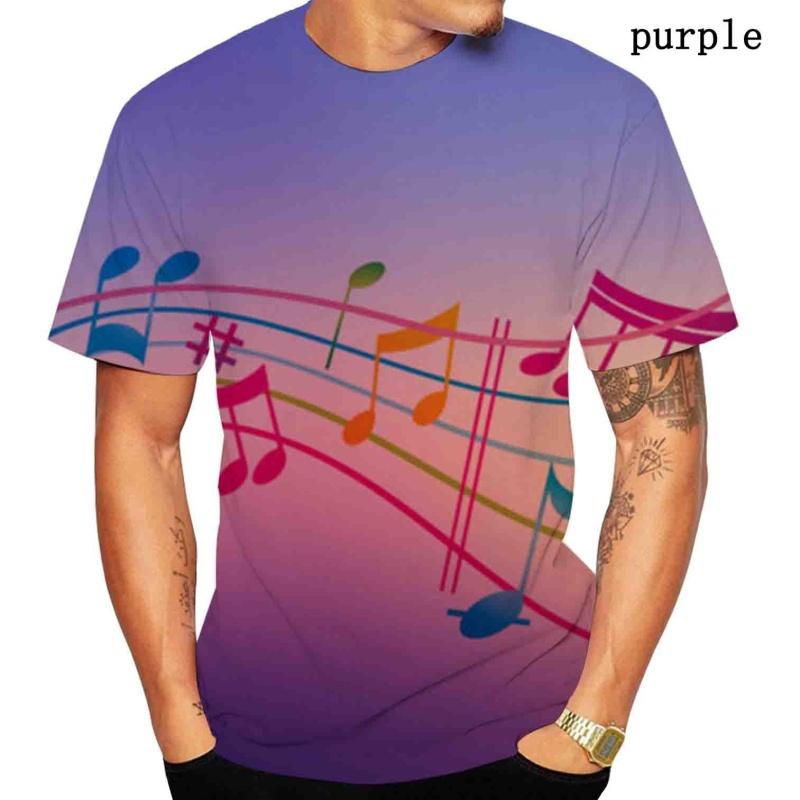 Nová móda Jarní a letní tričko Hudební nota 3D potisk Cool Pánské/dámské Krátký rukáv Unisex Kulatý výstřih Trička