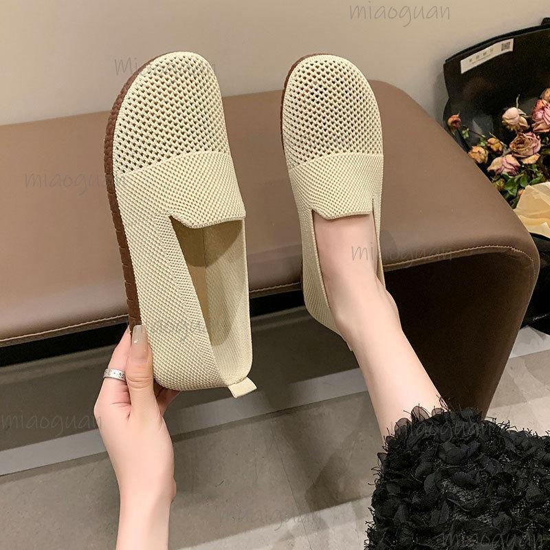 Fashion Women's Summer Casual Loafers Breathable Hollow Out Beijing Cloth Shoes Soft Sole Anti-Slip Slip-On Flat Shoes Zapatos De Mujer