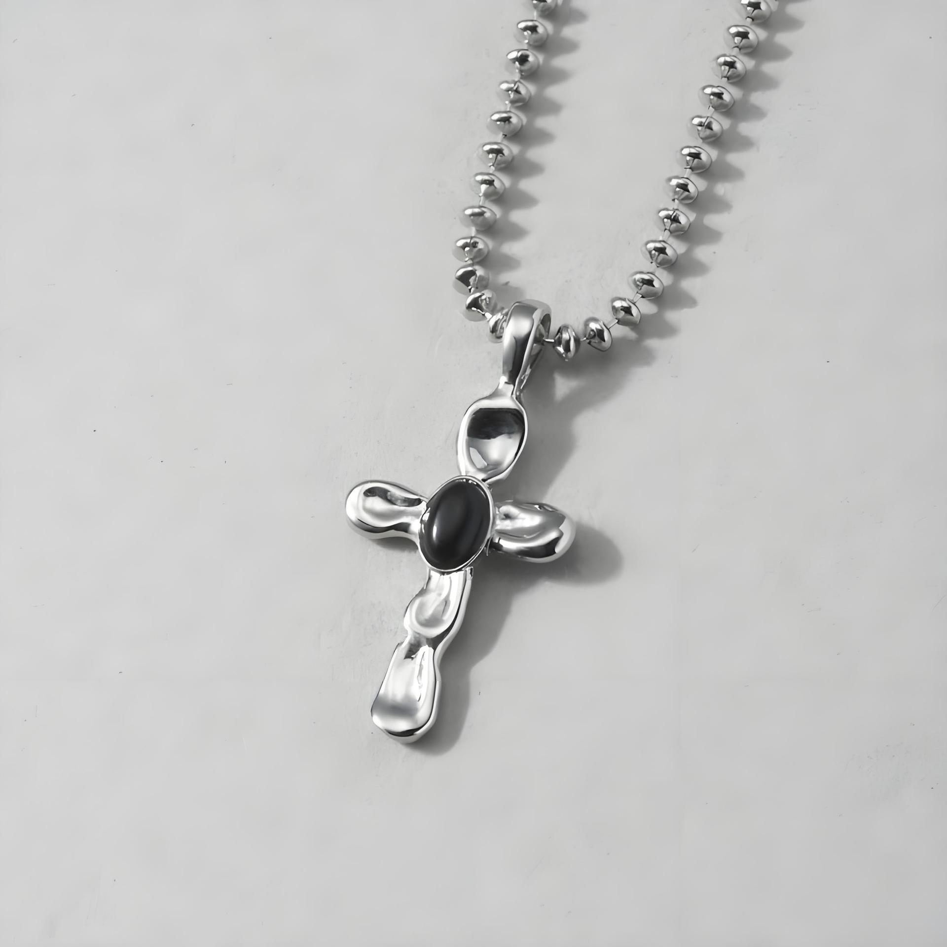 

Personalized Irregular Cross Necklace Electroplating Color Retention Retro Punk Style Collarbone Chain Bracelet