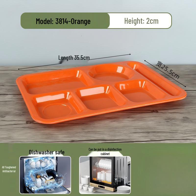 A8 Food-Grade Melamine 6-Compartment Divided Meal Plate 1-piece