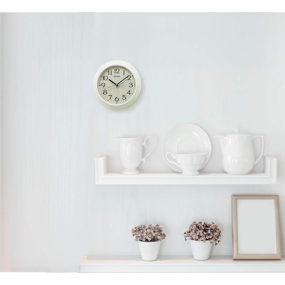 Seiko Clock Wall Clock/Desk Clock, Natural, Radio Controlled, Analog, Ivory, Body Size: Diameter 20.3 X 4.4 Cm, KX245A