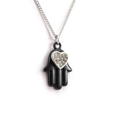 [J8078] - Designer Necklace 'Fatma' Black Silver