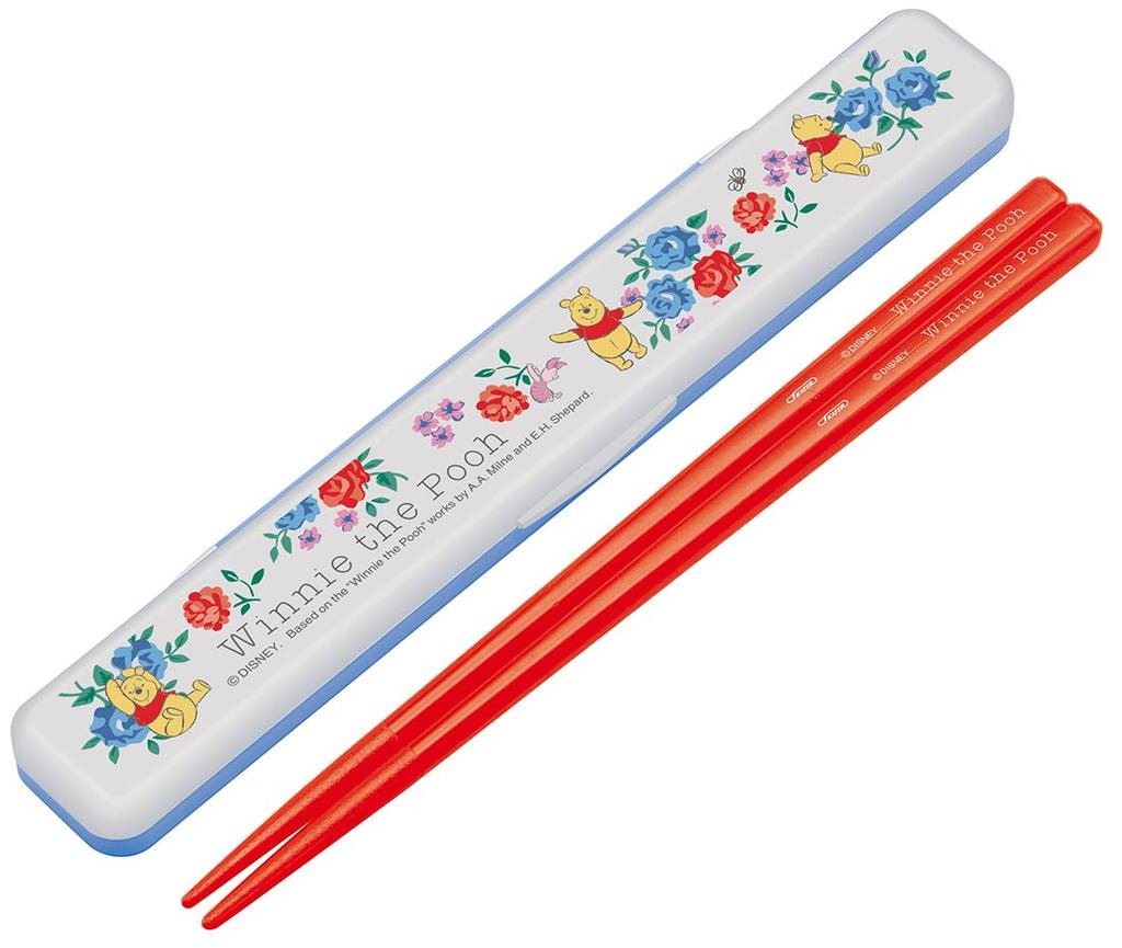 Skater Chopsticks and Chopstick Case Pooh Winnie the Made in ABC3 Set, 18cm, Flower, Pooh, Japan,