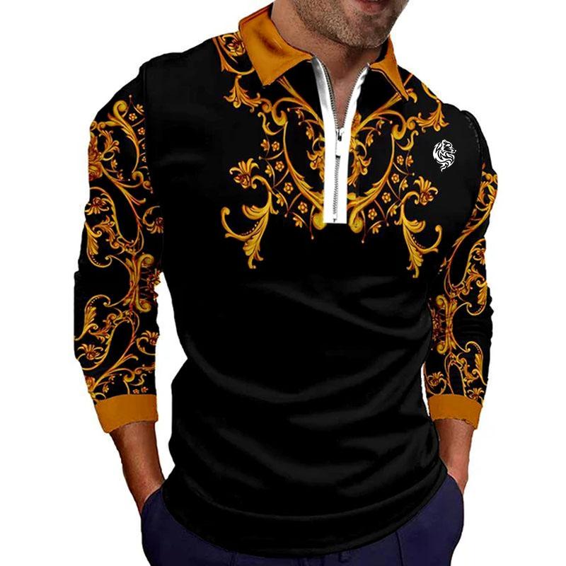 

Рубашка поло, модная 3D футболка, рубашка поло на молнии, повседневная с коротким рукавом, летняя уличная одежда, мужская одежда L оранжевый