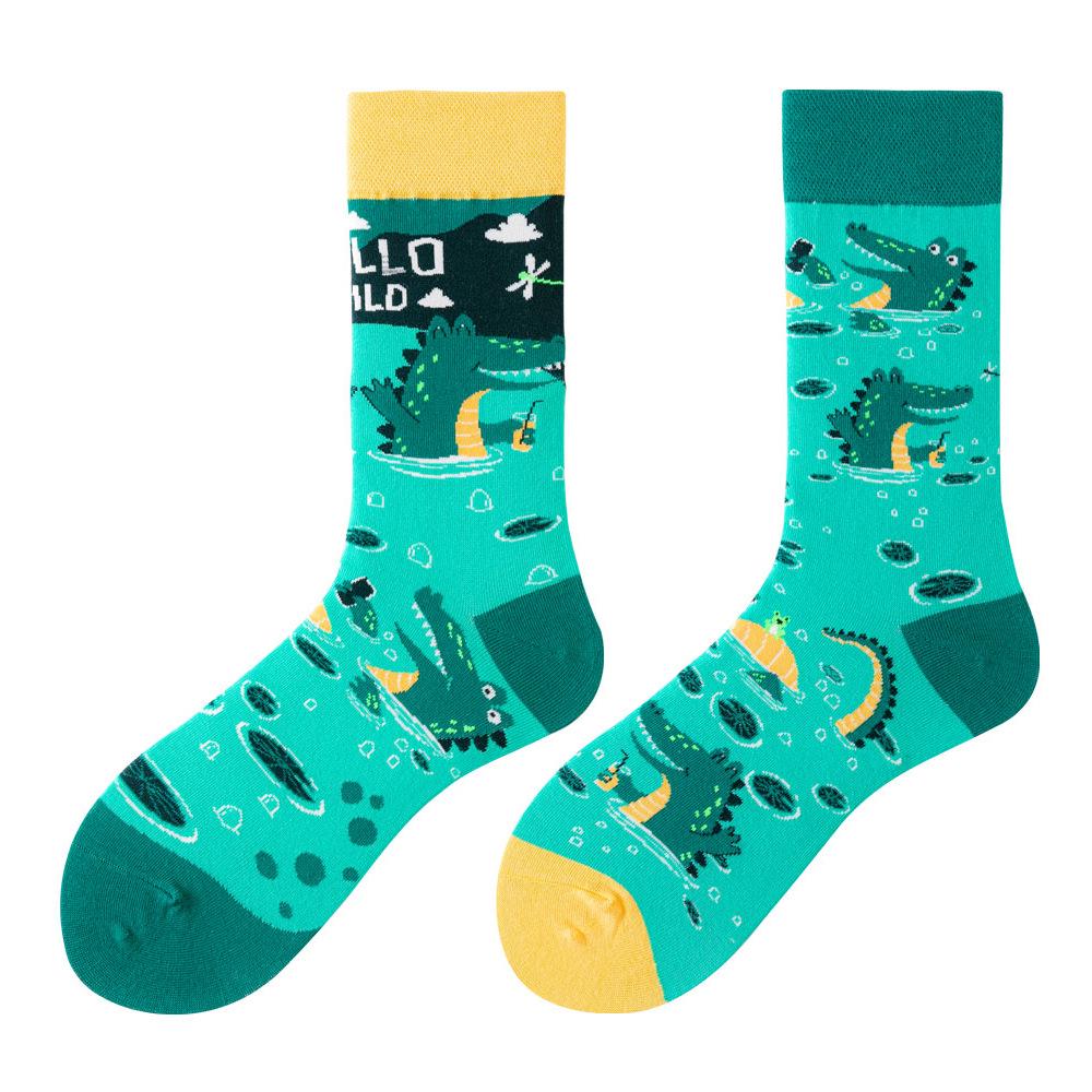 Asymmetric Colorful Christmas Cotton Socks for Couples