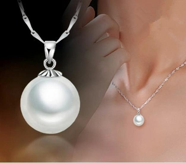 Zhenrong Korean Pearl Shell Bead Silver-Plated Pendant Necklace for Women