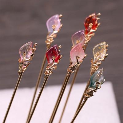 Vintage Haarstab im chinesischen Stil für Damen, Metallglasur, Haargabel, Haarnadel, Haarspange