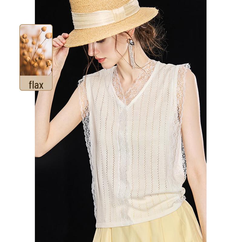 Women s French Romantic V-Neck Lace Knit Vest L