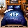 Schalke 04 FC Pattern Bedding 3Pcs Set Custom Name, Bed Sheet And Pillowcases For Home Bedroom