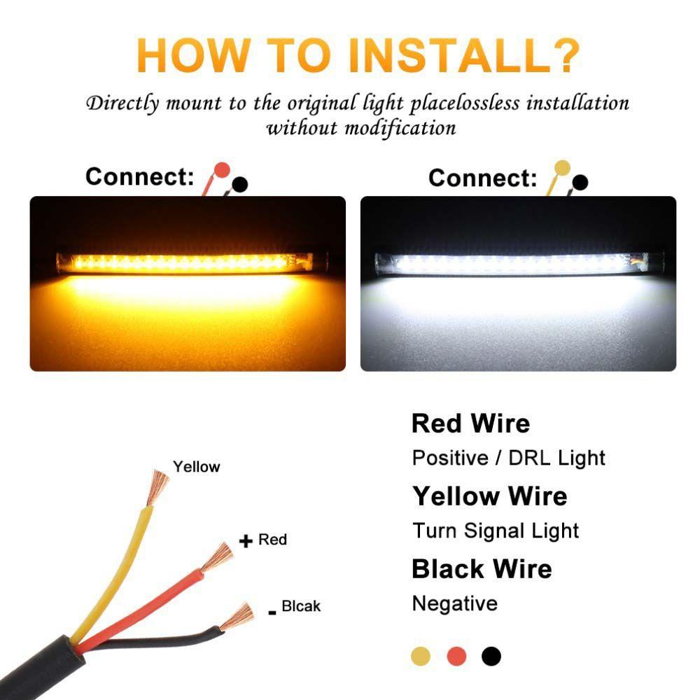 LED Daytime Running Lamp Motor Flasher Light Motorcycle Turn Signal Light Ring Fork Strip Lamp
