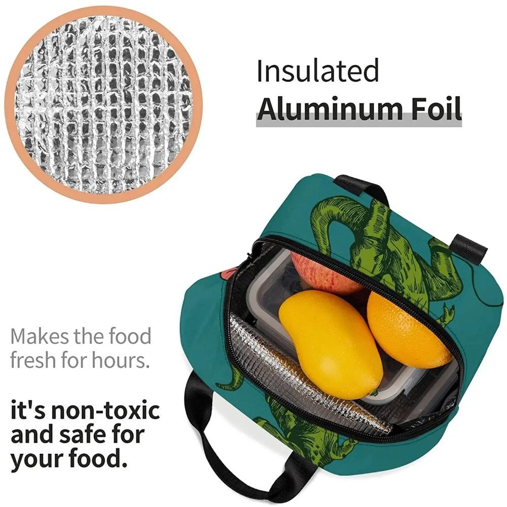 Geantă de prânz Hipster Surfing Dinosaur pentru bărbați băieți cutie de prânz reutilizabilă geantă termică impermeabilă geantă de prânz recipient pentru prânz geantă frigorifică drăguță