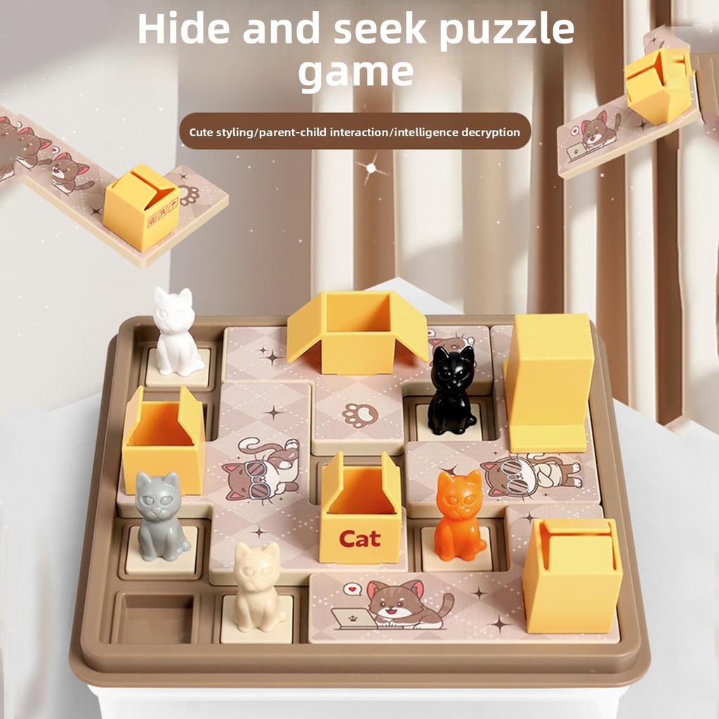Hidden Cat Puzzle Clearance Board Game Cat Children Spatial Planning Logical Thinking Training Montessori Educational Toys Gifts