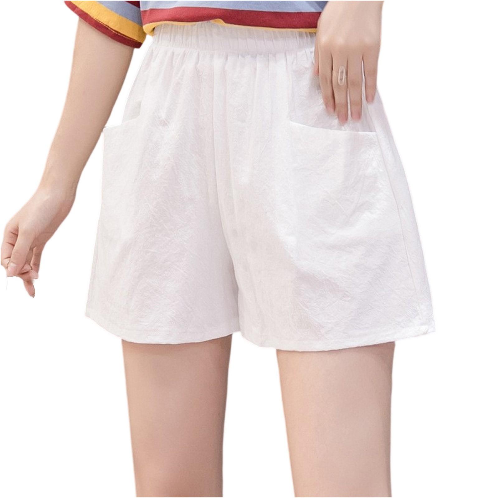 

Girls Summer Linen Shorts - Lightweight Cotton Wide Leg Breathable Shorts 120 білий