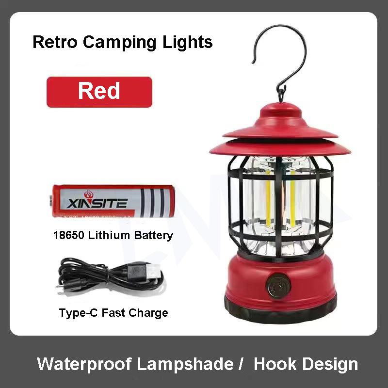 COB Camping Lights Outdoor Waterproof Horse Retro Tent Lighting Light for Garden Street USB Emergency Lamp Battery 600LM