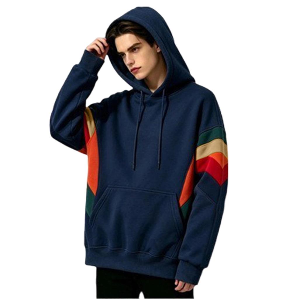 Herren Color-Block Hoodie mit tief angesetzter Schulter Lässiger Pullover Sweatshirt für den Alltag