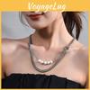Elegante Colar de Corrente com Fecho de Pérola Para Todos os Gêneros Apresentando Estilo Vintage de Letra e Moeda
