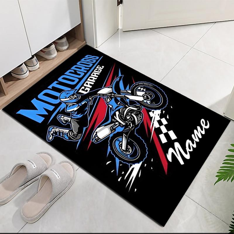 Tappeto Stampato Moto da Fuoristrada con Nome Personalizzato, per Sedia da Ufficio Soggiorno Camera da Letto Cucina Decorazioni Regali.