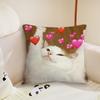 Cute Love Cat Cushion Cover Pillow Case Plush Fabric Soft Double Sided Print Sofa Cushion Cover Throw Pillow Covers