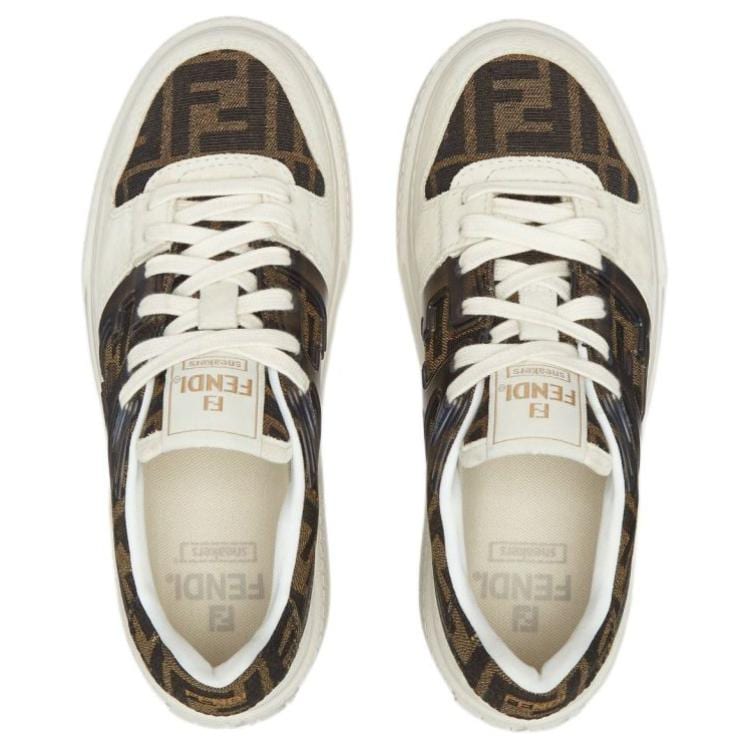FENDI Match Suede Low top Casual Shoes 5cm Women's White Brown 8E8572AQ6IF1PYW