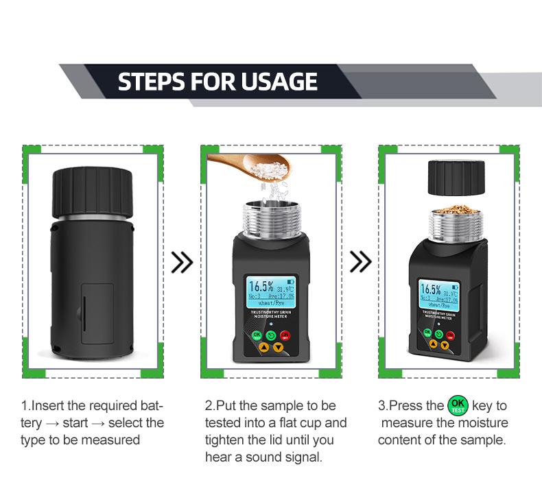 Multi-Language Cup Moisture Meter for Coffee Beans, Cocoa, Tea Leaves, and Vanilla