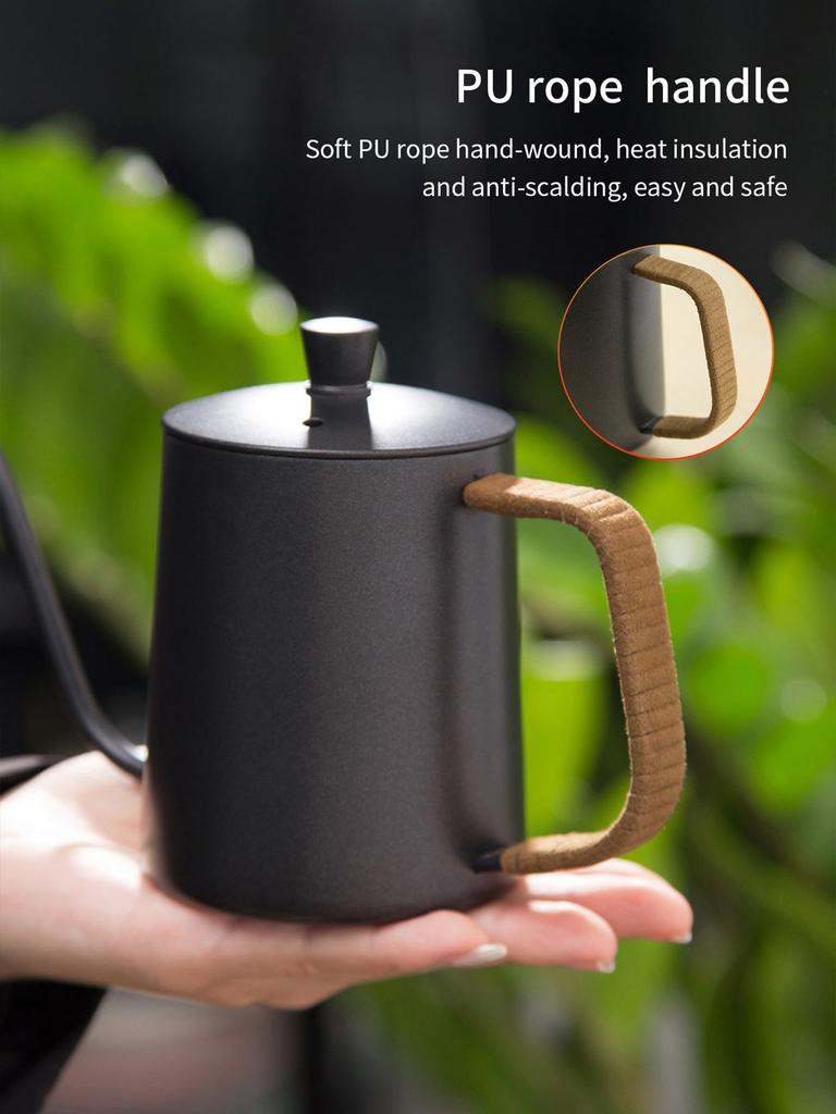 Leeseph Toarnă peste ceainic de cafea Gât de gâscă cu capac, fierbător de cafea turnat peste oțel inoxidabil, mâner de sfoară, 600 ml/20 oz