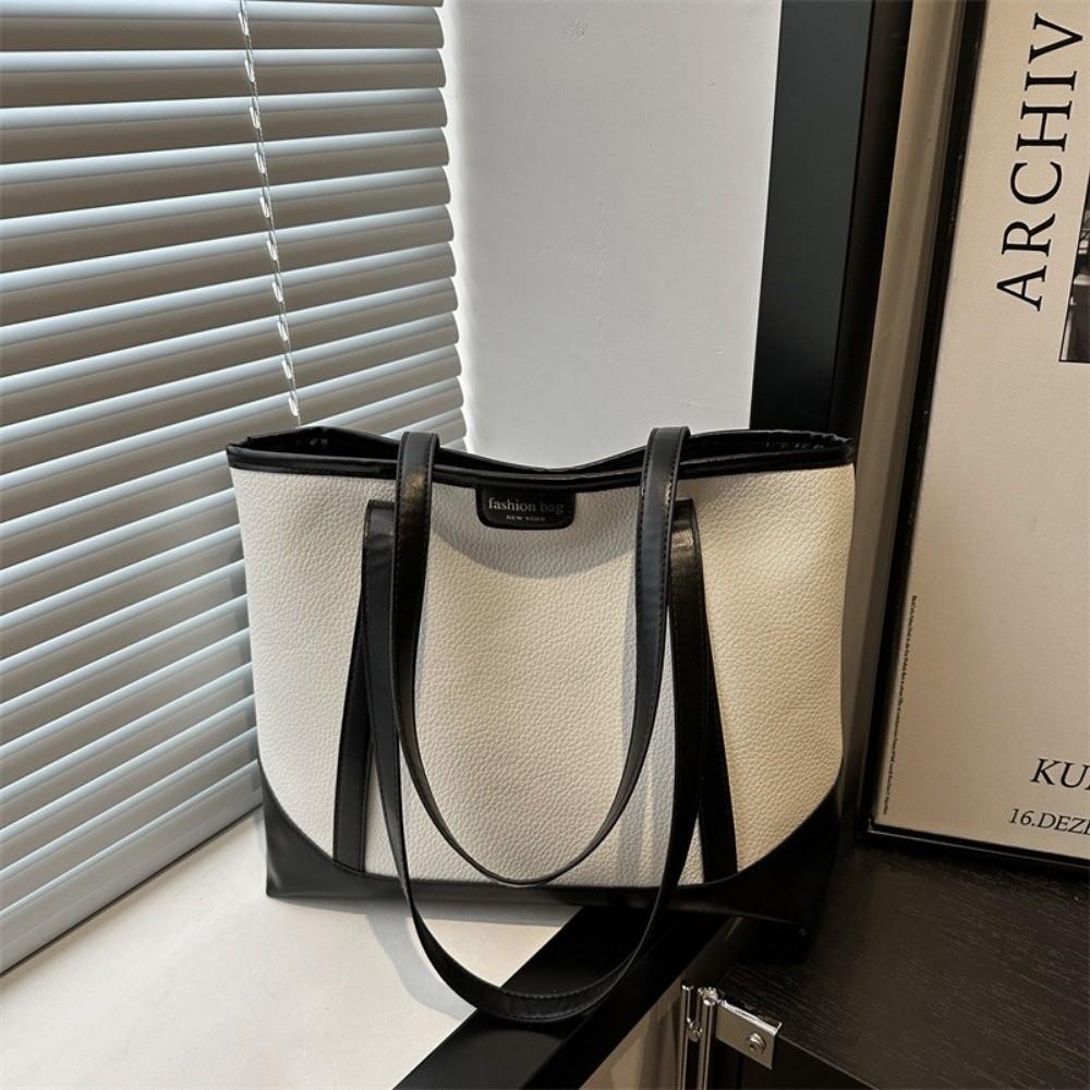 Elegant Large Capacity PU Tote Bag Korean Style Portable Women Shoulder Bag Handbag Waterproof Ladies Commute Bag Women