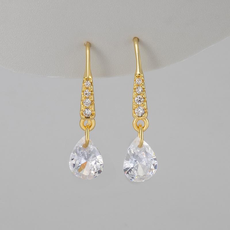 Luxury Water Drop Zircon Tassel Earrings Elegant Unique Long Dangle Hooks Fashionable Jewelry For Women copper