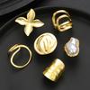 17KM 6 Piece Irregular Hammered Butterfly Ring Fashion Jewelry Set Women Trendy Shiny Daily Party Accessory Decorative Gift Idea
