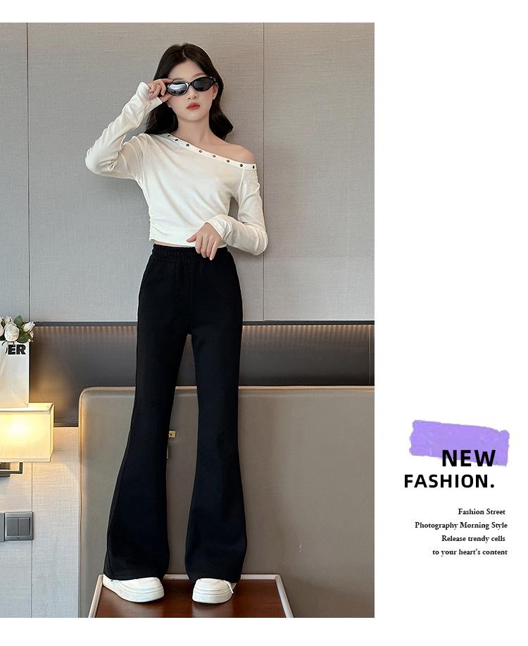 2025 Autumn/Winter Fashionable Elastic Flared Pants for Girls