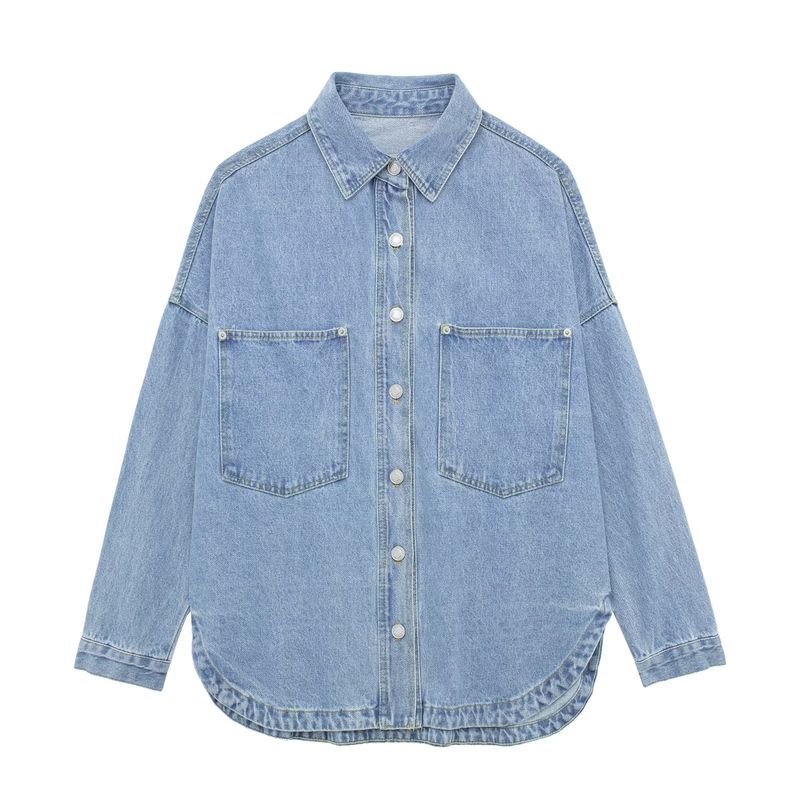 

Kaslead New Arrival Women s Clothing Fashion Style Fashion Denim Shirt Jacket 04877246406 Blue L