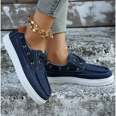 Fashion New Navy Blue Casual Shoes Women's Vulcanize Shoes Fashion Canvas Shoes Slip-on Sneakers Comfortable Light Flats Sneakers