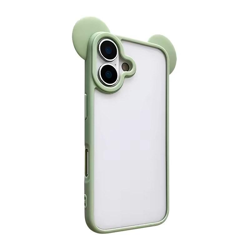 Cute 3D Animal Ears Acrylic Clear Phone Case For iPhone 17 Air 16 15 14 Plus 13 12 Pro Max Transparent Back Cover