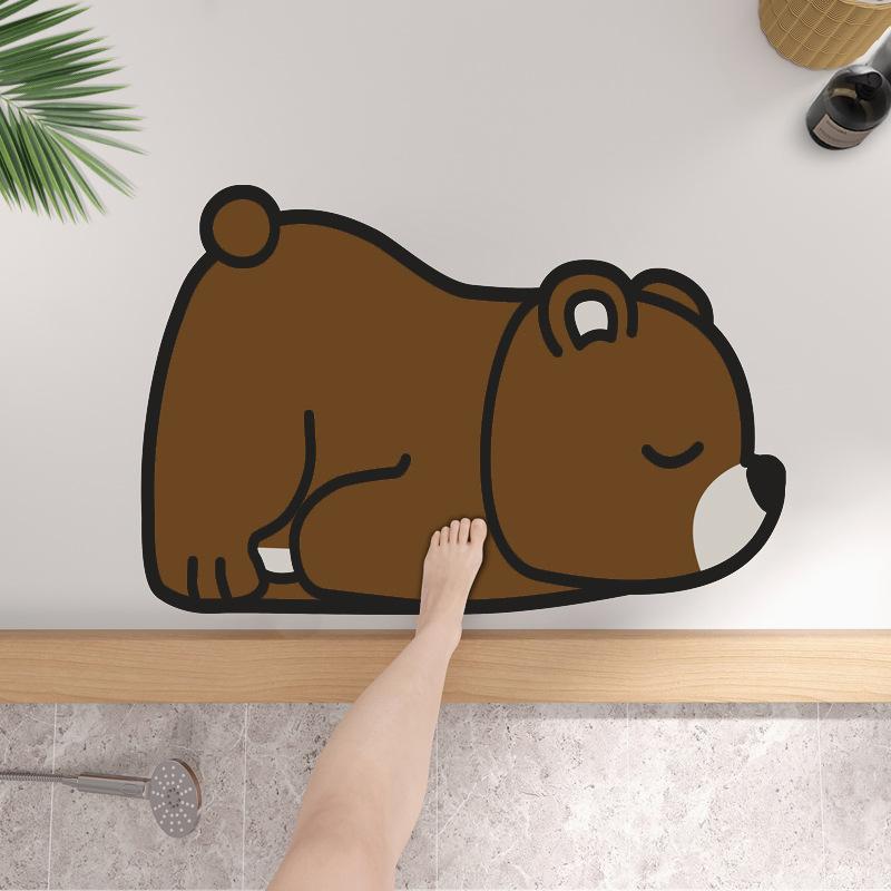 Cartoon Animal Home Soft Diatom Mud Mat Bathroom Non-slip Mat Toilet Toilet Moisture-wicking Foot Mat Durable Durable