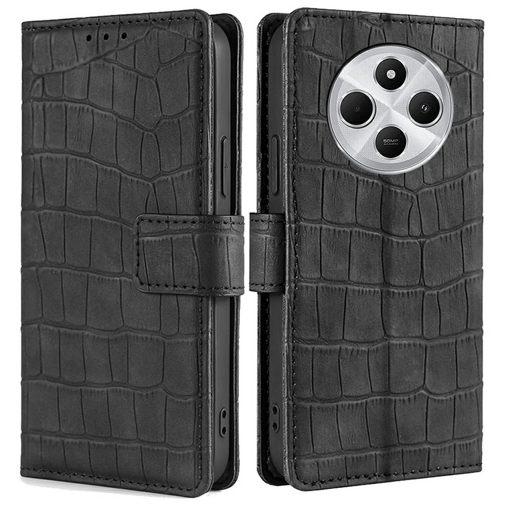 Phone Case For Xiaomi Redmi 14C 4G/14R 5G/A4 5G/Poco C75 4G Crocodile Texture PU Leather Cover