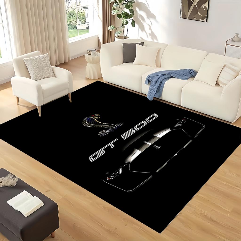 3D Mustang Racing Car Sign GTR Area Rug,Carpet Rug for Living Room Bedroom Sofa Doormat Decoration, Kids Play Non-slip Floor Mat