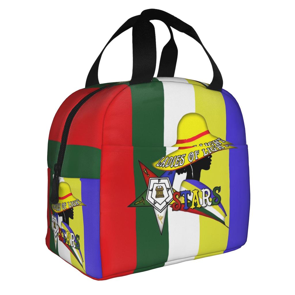 Order Of The Eastern Star Logo Thermal Insulated Lunch Bags Women  Portable Lunch Container for School Multifunction Food Box